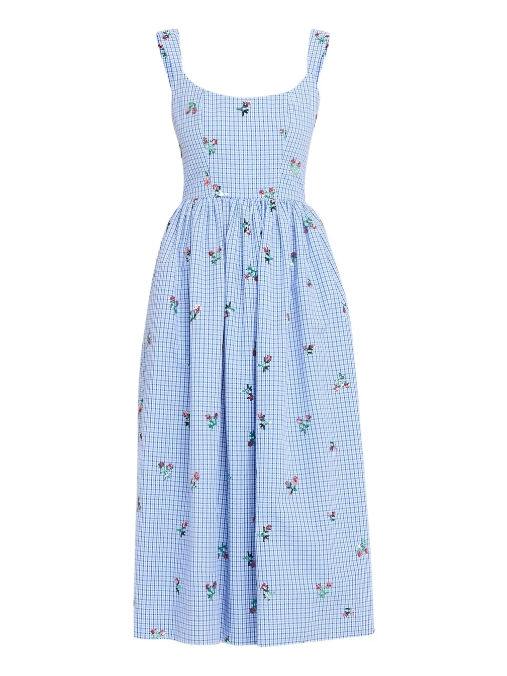 Nara Sequin Embroidered Check Fit-And-Flare Midi Dress Nara Sequin Embroidered Check Fit-And-Flare Midi Dress