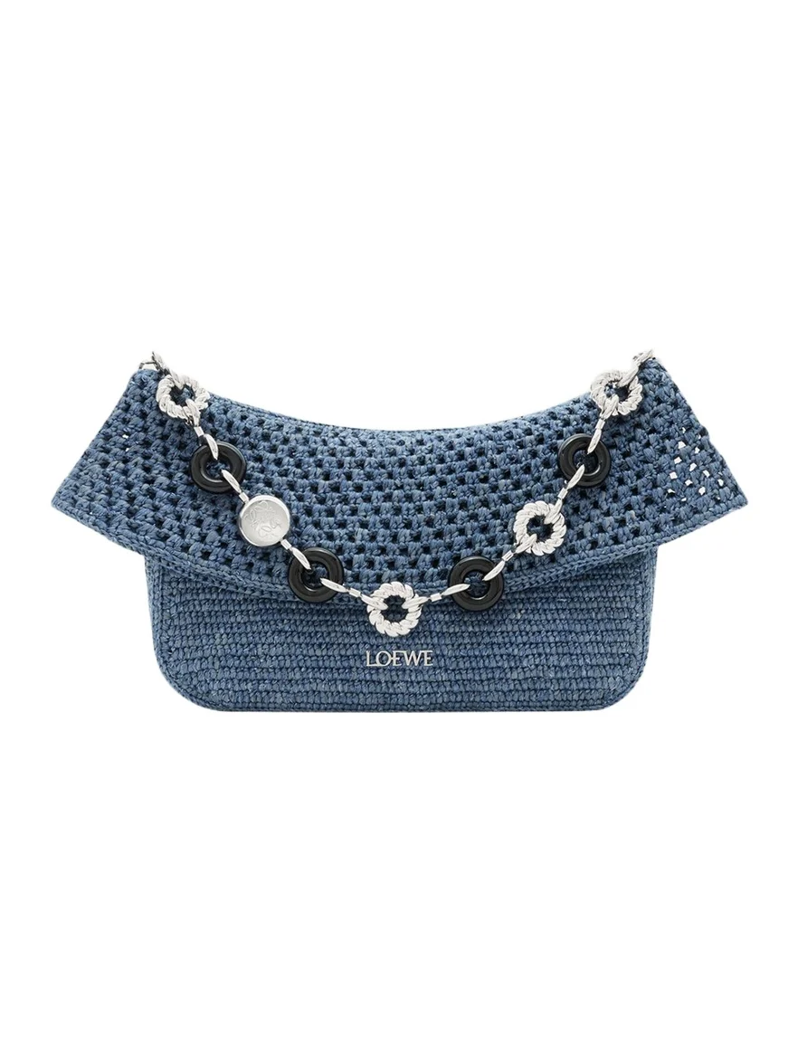 x Paula's Ibiza Ola Medium Bag in Denim-Effect Raffia x Paula's Ibiza Ola Medium Bag in Denim-Effect Raffia