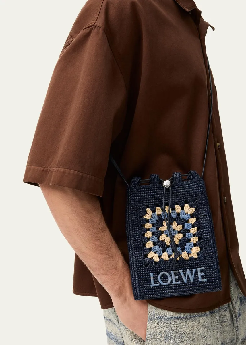 Loewe x Paula's Ibiza Crochet Raffia Pocket Crossbody Bag | Thumbnail 2