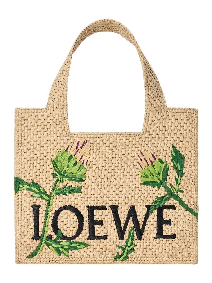 x Paula's Ibiza Embroidered Raffia Tote Bag