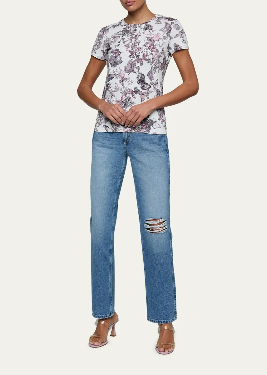 L'Agence Ressi Short-Sleeve Butterfly Vine Tee | Thumbnail 2