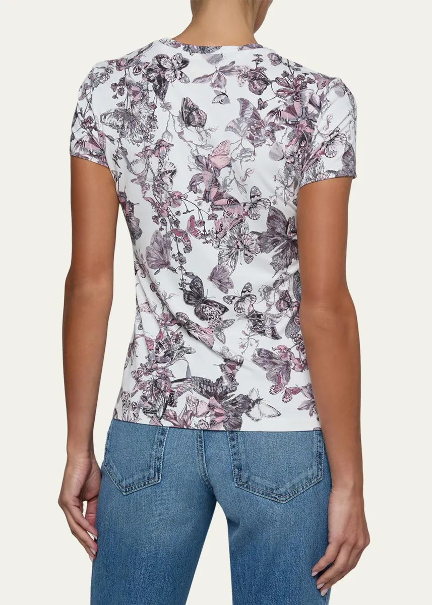 L'Agence Ressi Short-Sleeve Butterfly Vine Tee | Thumbnail 3