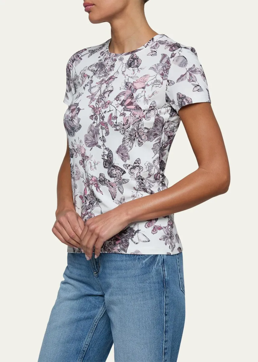 L'Agence Ressi Short-Sleeve Butterfly Vine Tee | Thumbnail 4