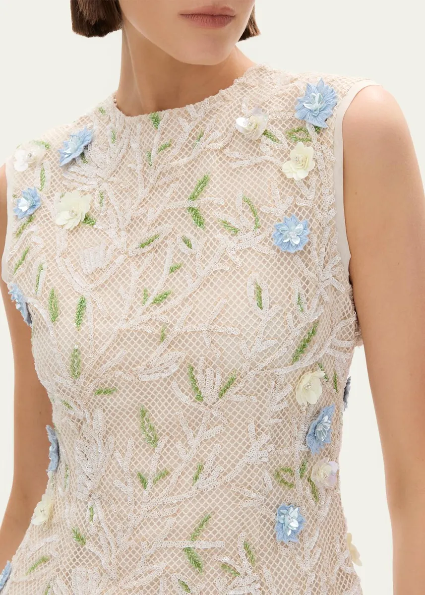 RACHEL GILBERT Mistral Floral Applique Cotton Mesh Mini Dress | Thumbnail 5
