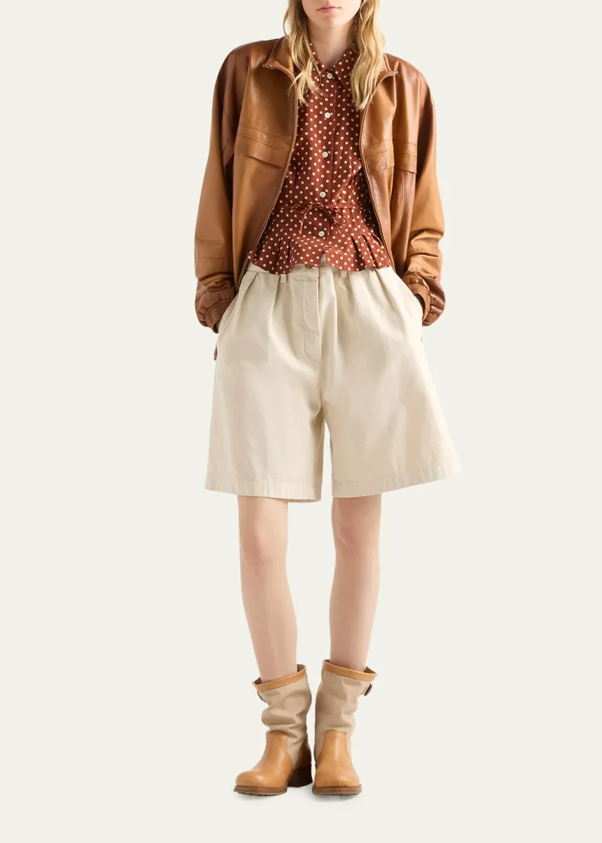 Prada Polka-Dot Silk Short-Sleeve Button-Down Shirt | Thumbnail 2