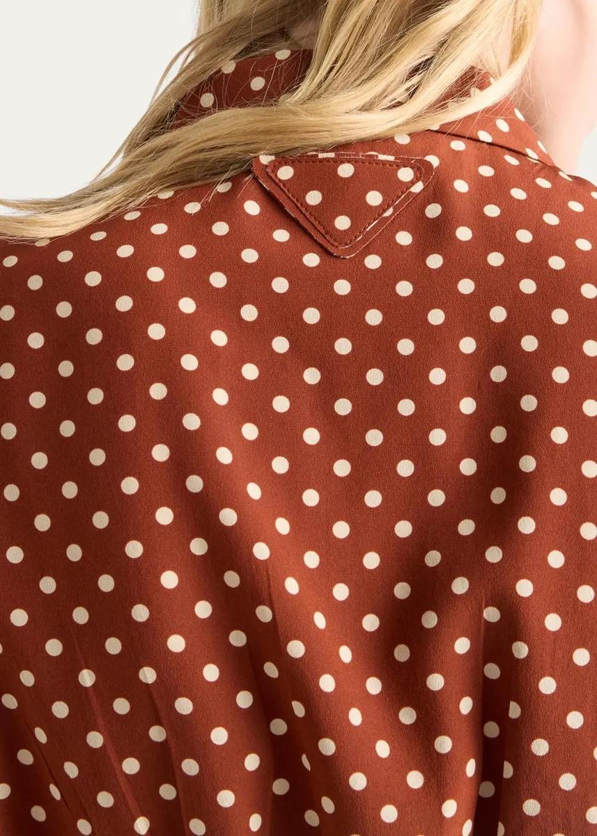 Prada Polka-Dot Silk Short-Sleeve Button-Down Shirt | Thumbnail 4
