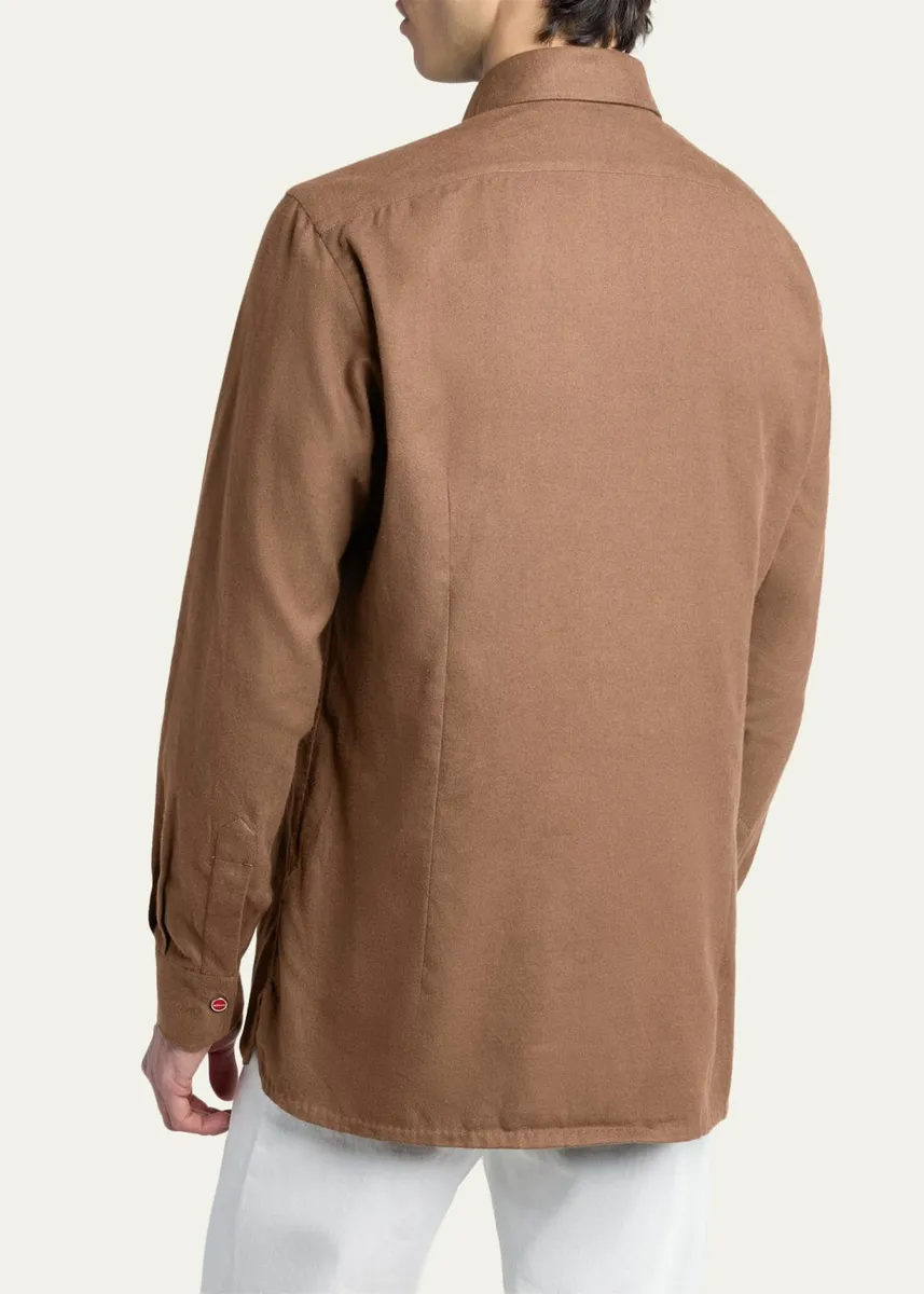 Kiton Men's Solid Cotton Pocket Snap-Front Shirt | Thumbnail 3