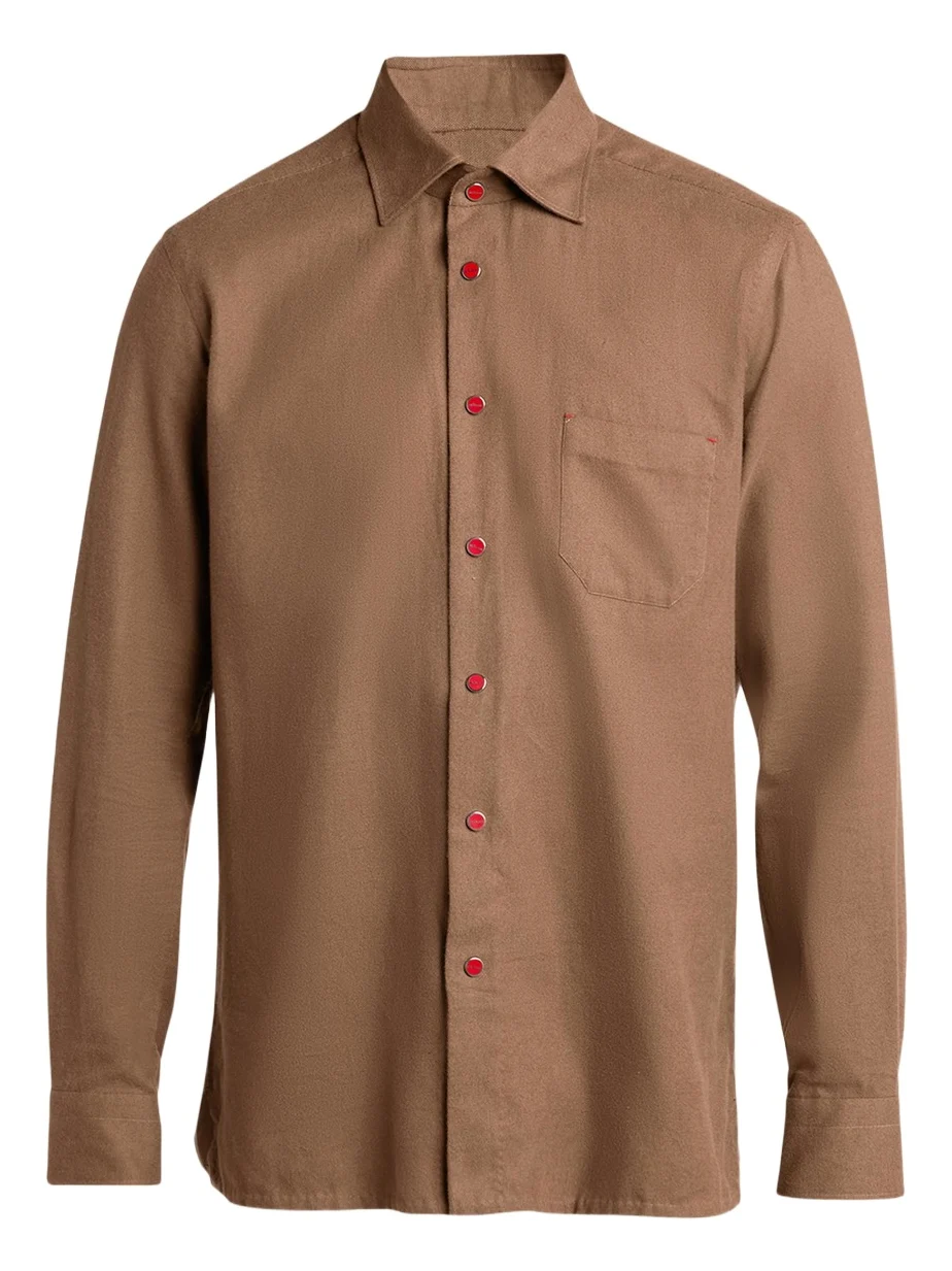 Kiton Men's Solid Cotton Pocket Snap-Front Shirt
