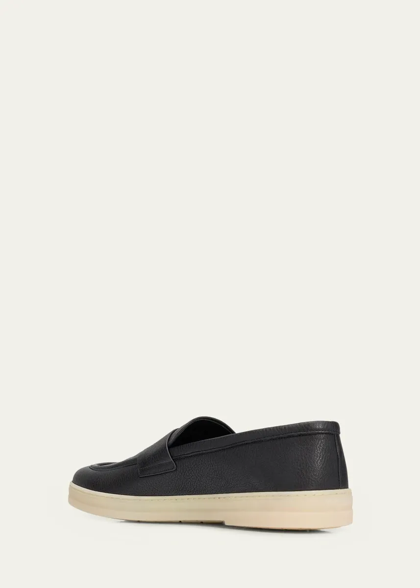 Prada Men's Alphabet Deerskin Rubber-Sole Penny Loafers | Thumbnail 2