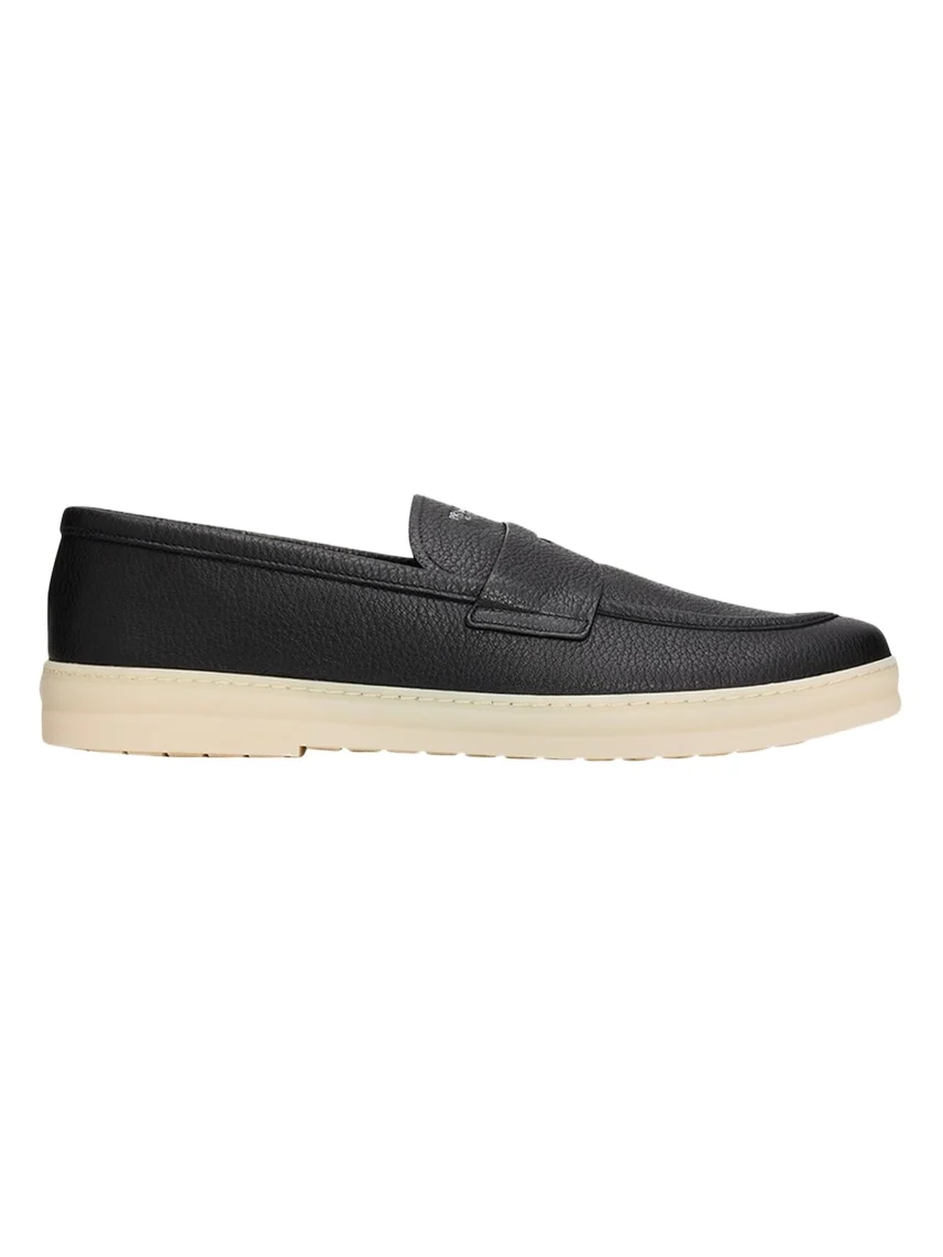 Prada Men's Alphabet Deerskin Rubber-Sole Penny Loafers