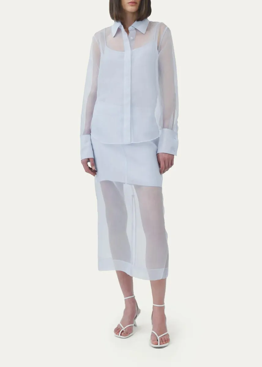 Simkhai Loen Long-Sleeve Organza Shirt | Thumbnail 2 Simkhai Loen Long-Sleeve Organza Shirt | Thumbnail 2