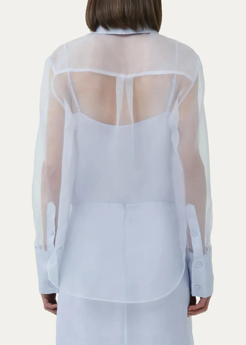 Simkhai Loen Long-Sleeve Organza Shirt | Thumbnail 3 Simkhai Loen Long-Sleeve Organza Shirt | Thumbnail 3