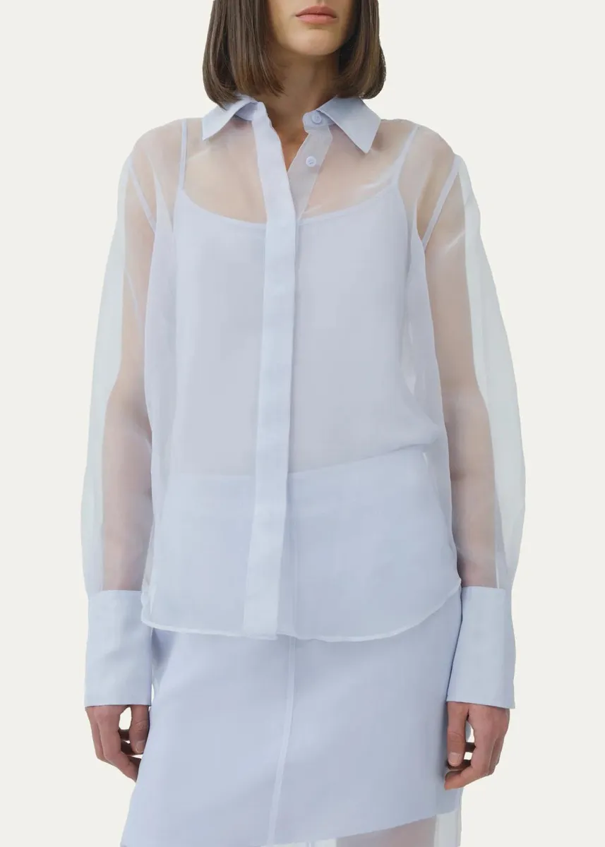 Simkhai Loen Long-Sleeve Organza Shirt | Thumbnail 4 Simkhai Loen Long-Sleeve Organza Shirt | Thumbnail 4