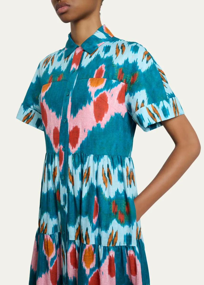 Erdem Abstract-Print Cotton Tiered Midi Shirtdress | Thumbnail 5