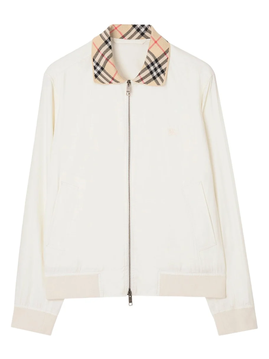 Burberry Men's Hayfield Cotton Check-Collar Bomber Jacket