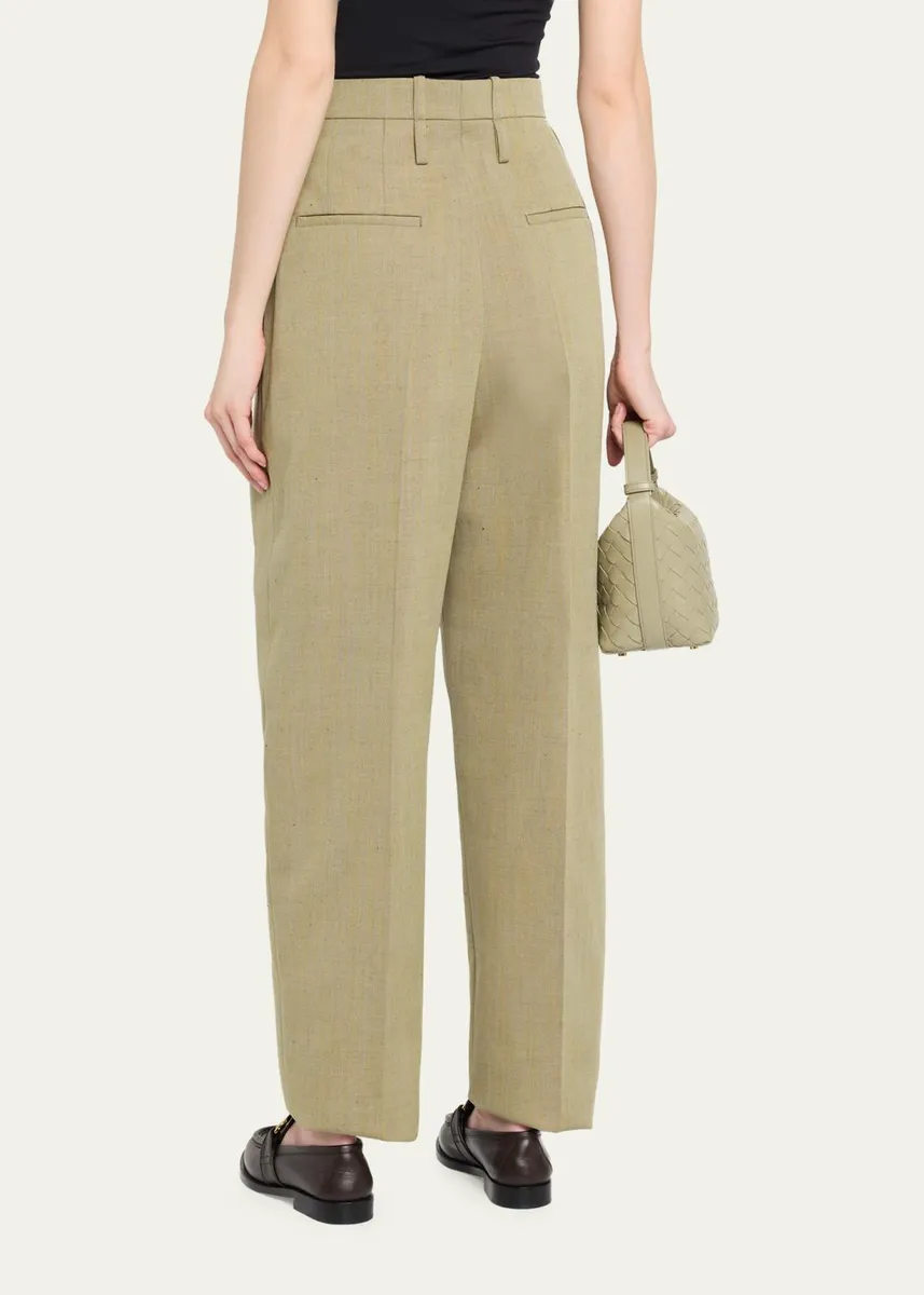 Bottega Veneta Double-Pleated Wool Straight-Leg Trousers | Thumbnail 3