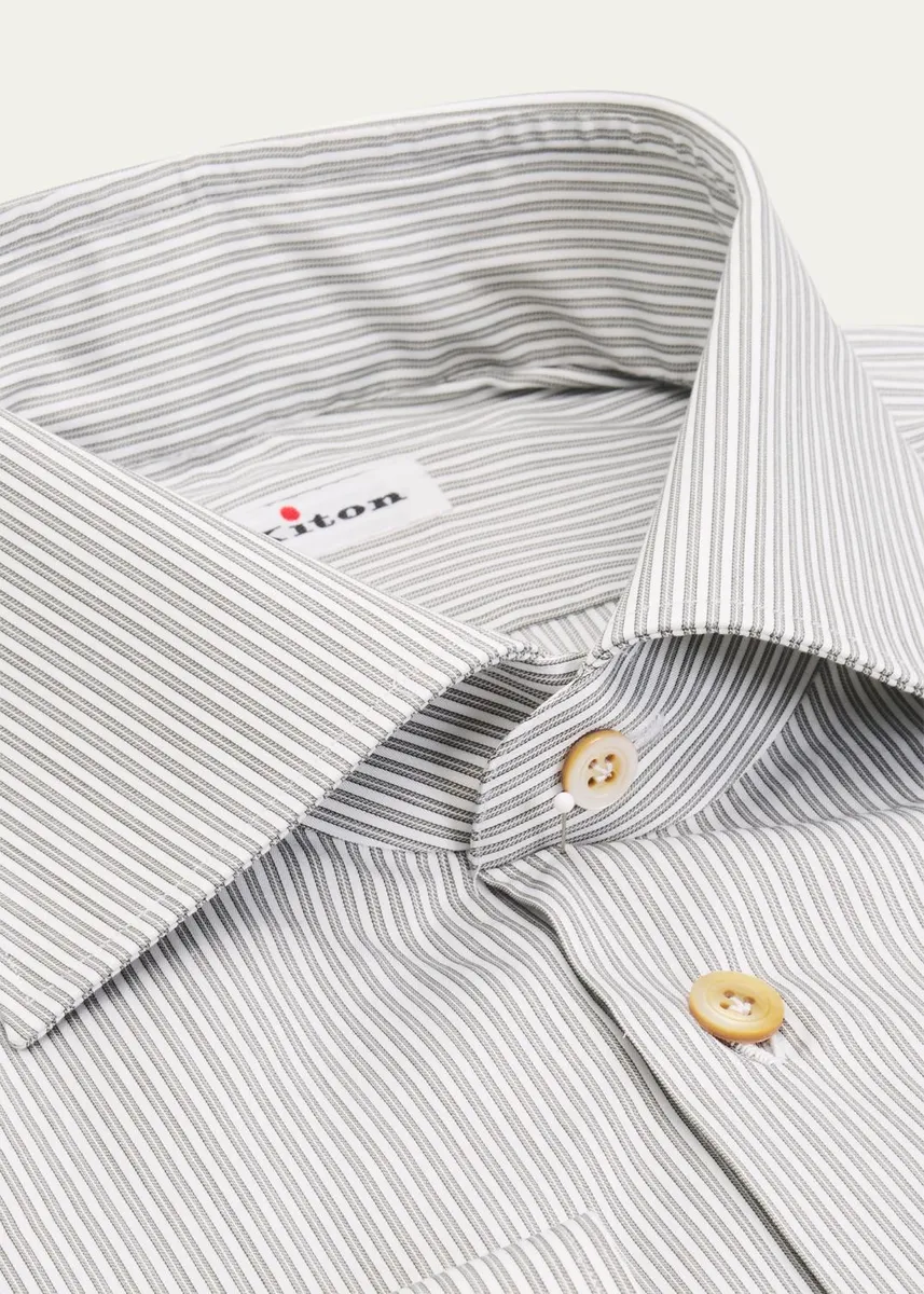Kiton Men's Multi-Stripe Cotton Dress Shirt | Thumbnail 2