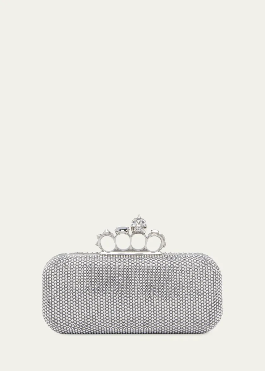 Alexander McQueen Punk Four Ring Rhinestone Leather Clutch Bag | Thumbnail 2 Alexander McQueen Punk Four Ring Rhinestone Leather Clutch Bag | Thumbnail 2