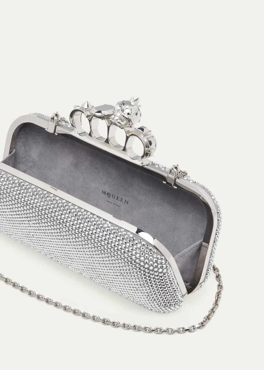 Alexander McQueen Punk Four Ring Rhinestone Leather Clutch Bag | Thumbnail 3 Alexander McQueen Punk Four Ring Rhinestone Leather Clutch Bag | Thumbnail 3