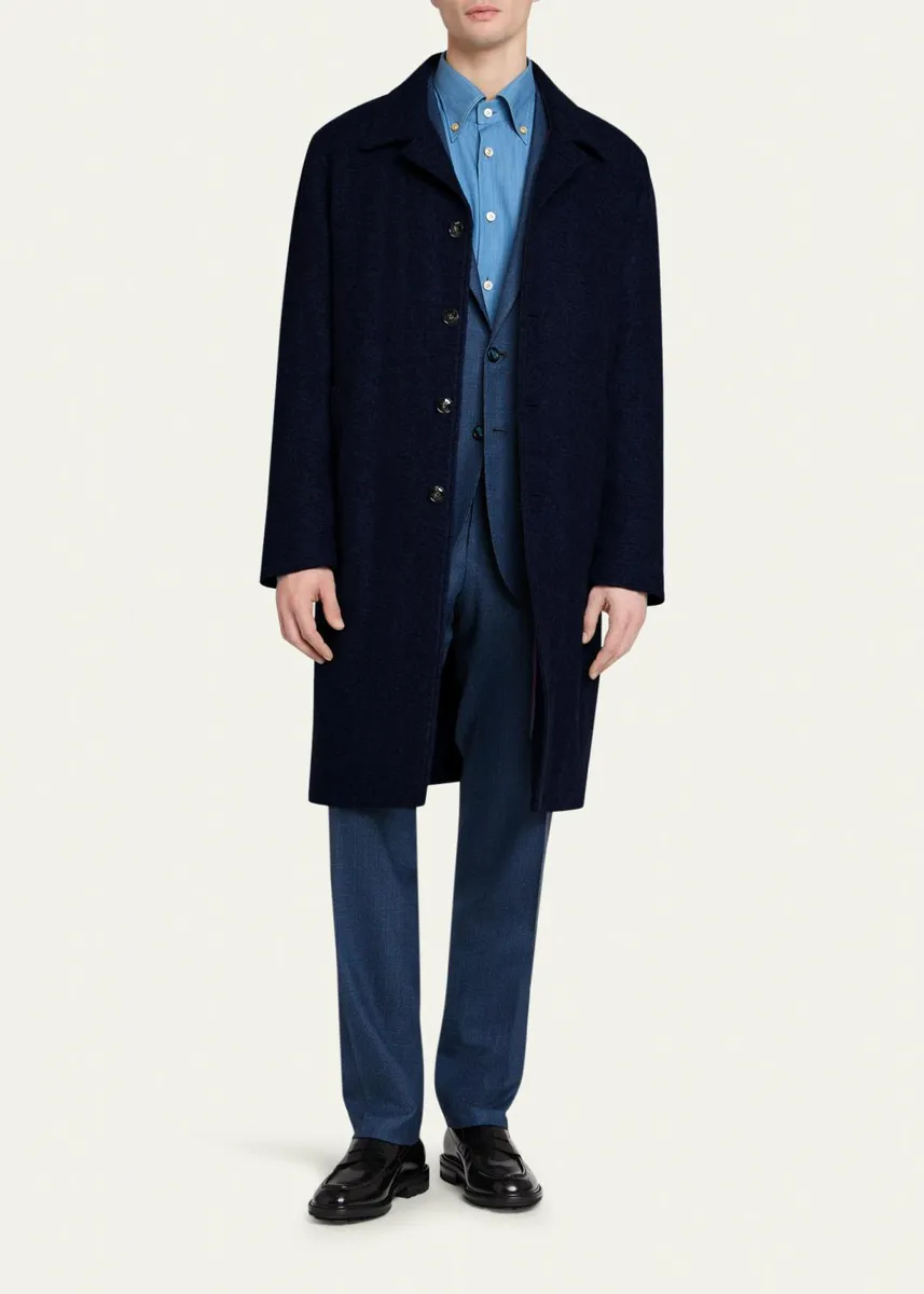 Kiton Men's Cashmere Long Car Coat | Thumbnail 2