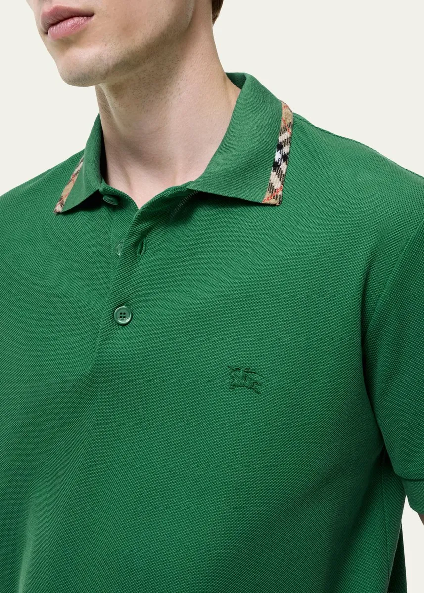 Burberry Men's Eddie Check-Trim Cotton Polo Shirt | Thumbnail 3 Burberry Men's Eddie Check-Trim Cotton Polo Shirt | Thumbnail 3