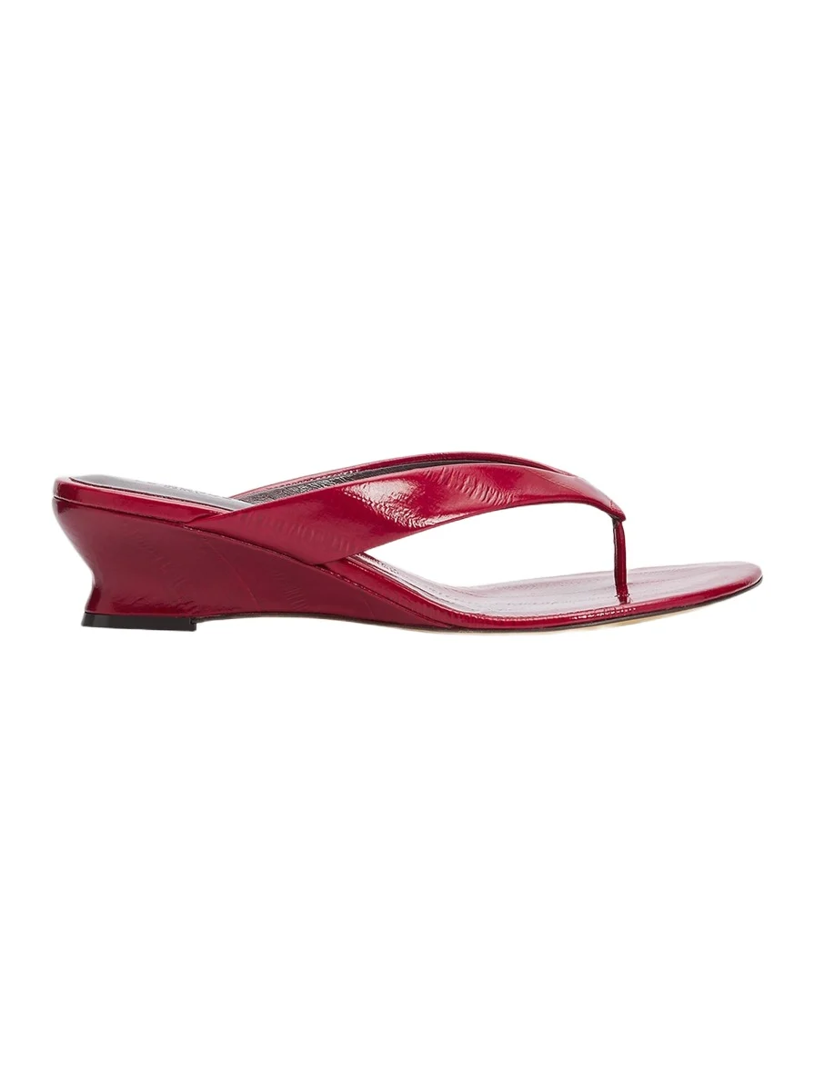 Le Monde Béryl 50mm Eel-Embossed Leather Micro Wedge Thong Sandals