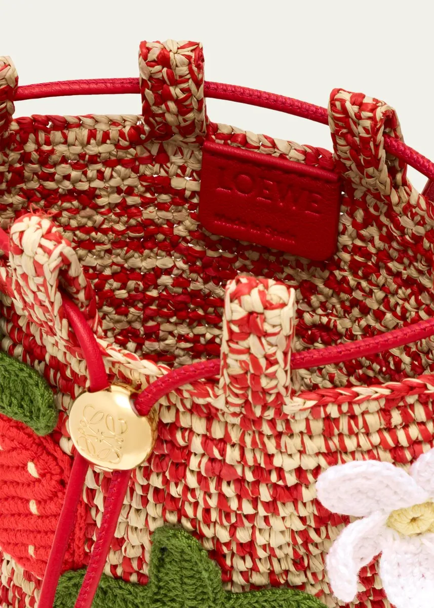 Loewe x Paula's Ibiza Strawberry Applique Raffia Pouch Bag | Thumbnail 3 Loewe x Paula's Ibiza Strawberry Applique Raffia Pouch Bag | Thumbnail 3