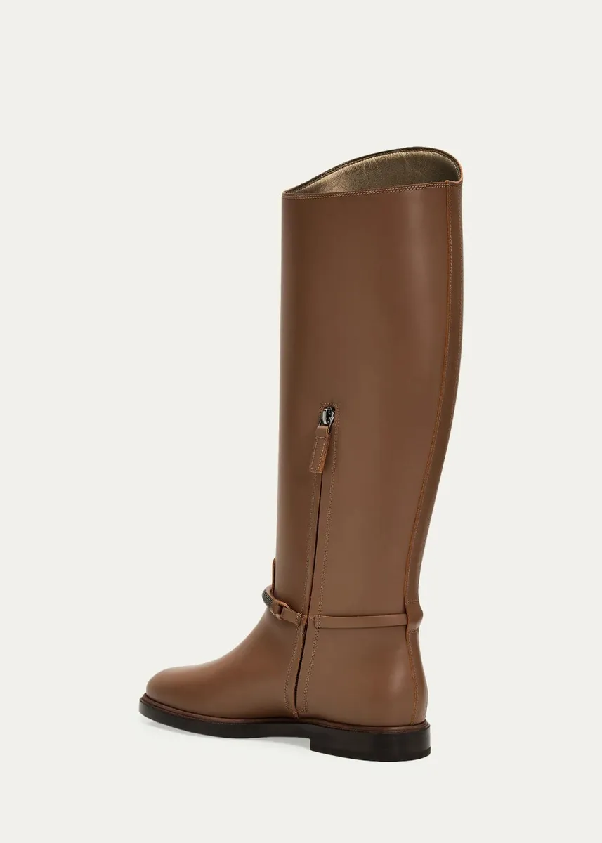 Brunello Cucinelli Leather Riding Boots w/ Monili | Thumbnail 5 Brunello Cucinelli Leather Riding Boots w/ Monili | Thumbnail 5