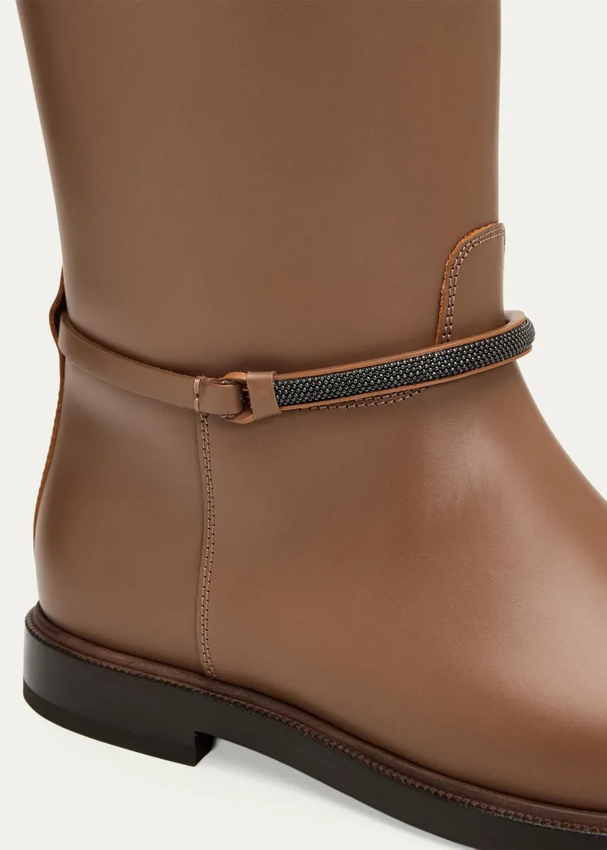 Brunello Cucinelli Leather Riding Boots w/ Monili | Thumbnail 6 Brunello Cucinelli Leather Riding Boots w/ Monili | Thumbnail 6