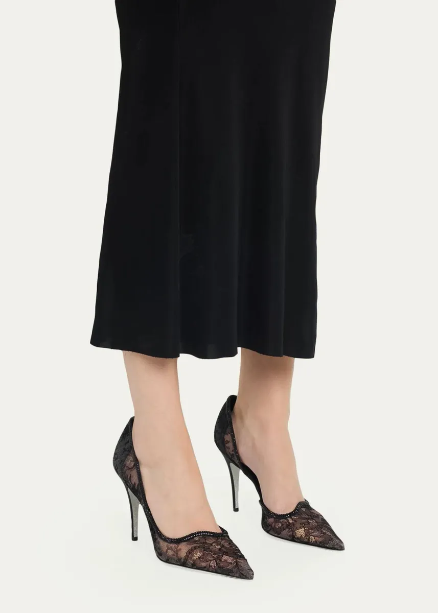 René Caovilla 100mm Embellished Floral Lace d'Orsay Pumps | Thumbnail 2
