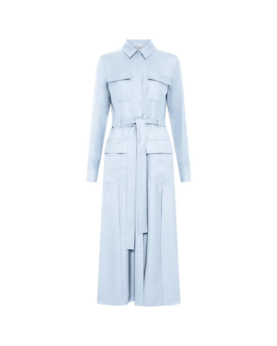 Gabriela Hearst Meyer Meyer Virgin Wool and Silk Belted Midi Shirtdress | Thumbnail 2