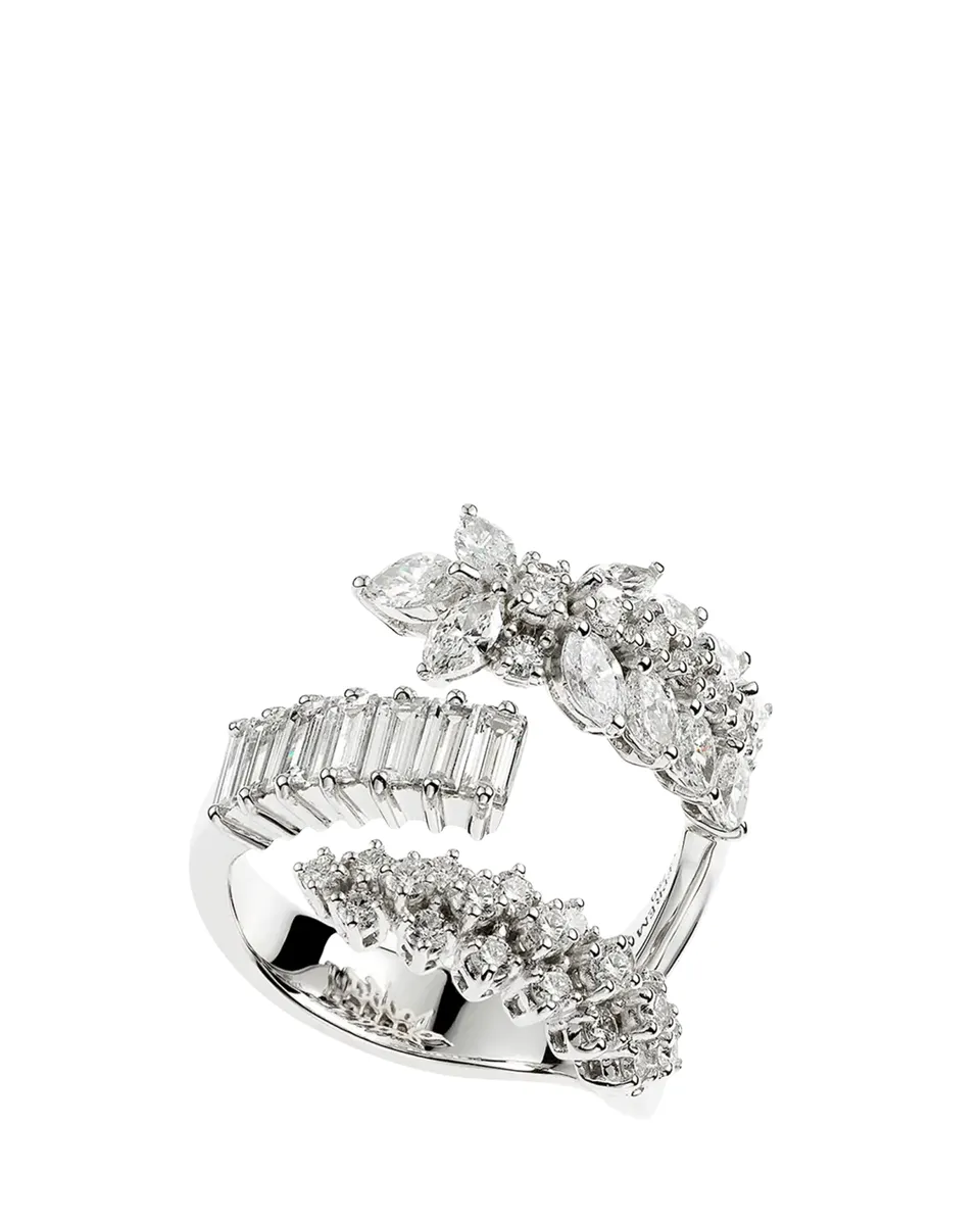 YEPREM 18K White Gold Multi Diamond 3-Row Ring | Thumbnail 2 YEPREM 18K White Gold Multi Diamond 3-Row Ring | Thumbnail 2