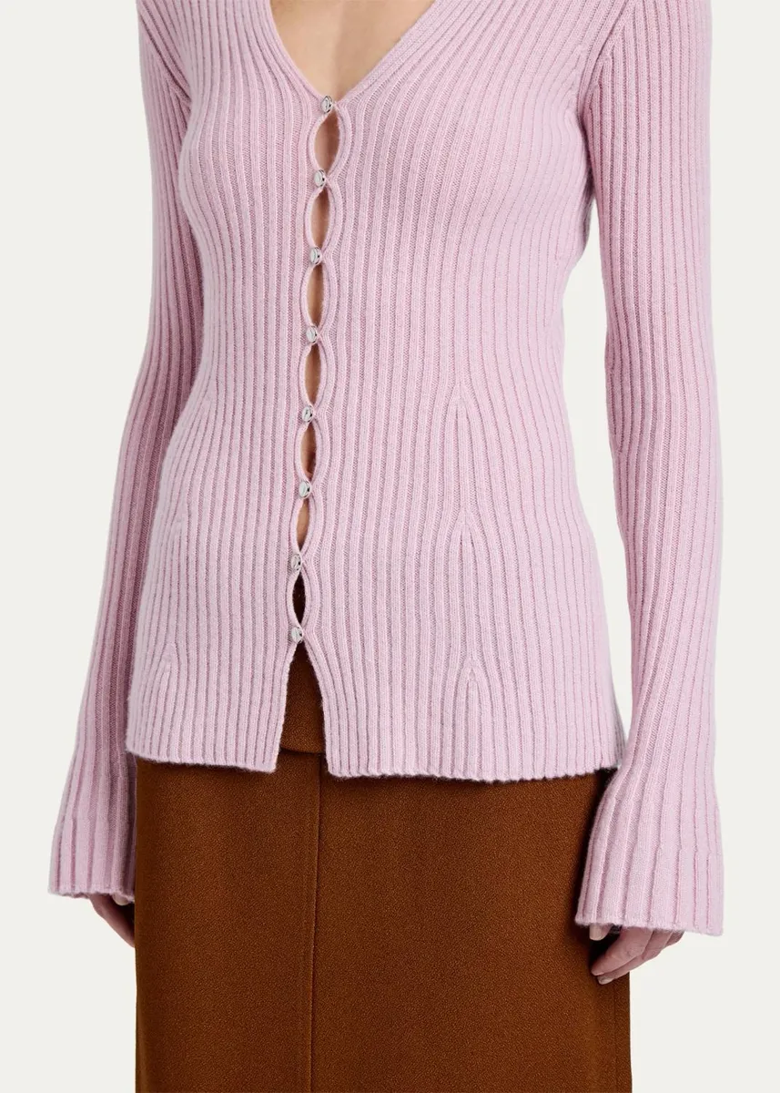 Proenza Schouler Valeria Cashmere Rib V-Neck Cardigan | Thumbnail 4 Proenza Schouler Valeria Cashmere Rib V-Neck Cardigan | Thumbnail 4