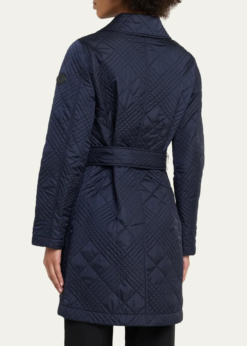 Burberry Darliston Check Quilted Coat With Belt | Thumbnail 3