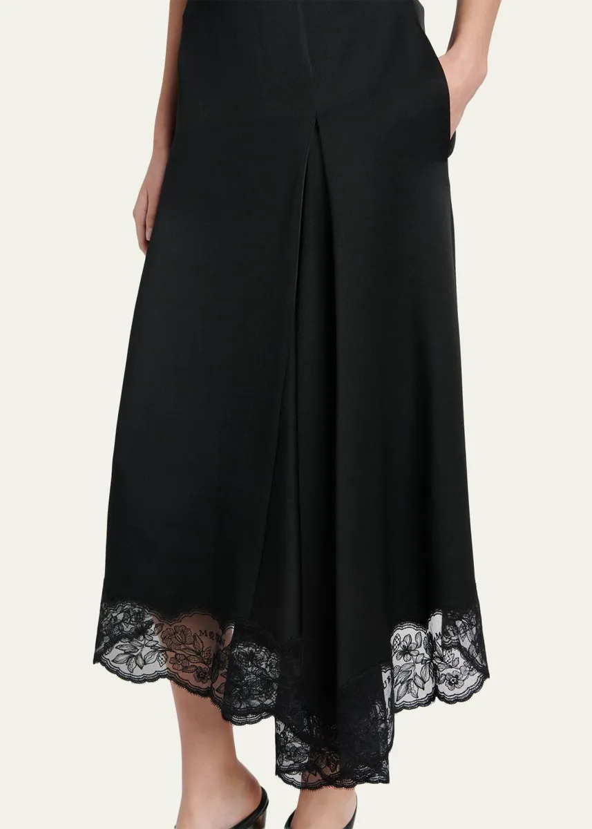 Alexander McQueen Asymmetric Lace-Trim Satin Midi Skirt | Thumbnail 5 Alexander McQueen Asymmetric Lace-Trim Satin Midi Skirt | Thumbnail 5