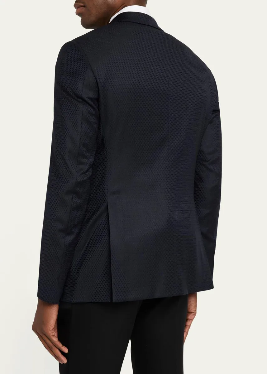 Giorgio Armani Men's Soft Jacquard Satin-Trim Single-Breasted Blazer | Thumbnail 3 Giorgio Armani Men's Soft Jacquard Satin-Trim Single-Breasted Blazer | Thumbnail 3