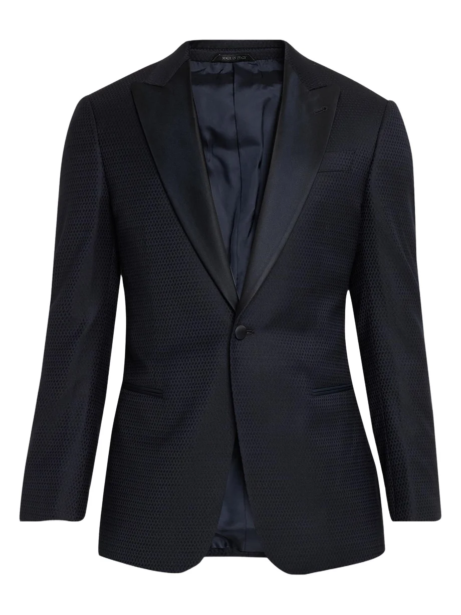 Men's Soft Jacquard Satin-Trim Single-Breasted Blazer