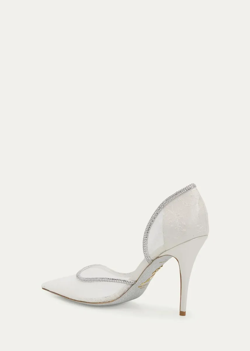 René Caovilla 100mm Embellished Floral Lace d'Orsay Pumps | Thumbnail 4 René Caovilla 100mm Embellished Floral Lace d'Orsay Pumps | Thumbnail 4