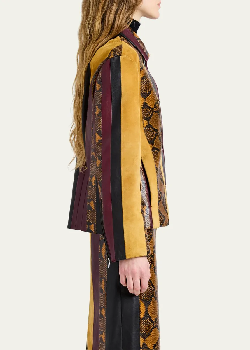 Proenza Schouler Sirine Striped Leather Jacket | Thumbnail 4 Proenza Schouler Sirine Striped Leather Jacket | Thumbnail 4