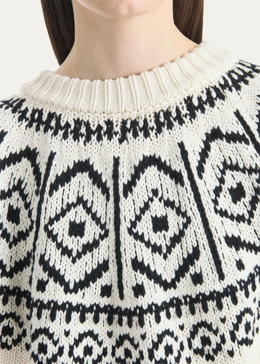Altuzarra Howard Fair Isle Short Puff-Sleeve Sweater | Thumbnail 4 Altuzarra Howard Fair Isle Short Puff-Sleeve Sweater | Thumbnail 4