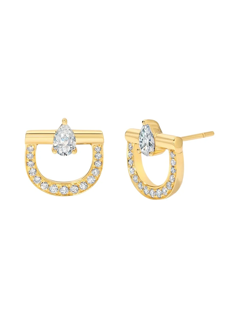 18K Diamond Stirrup Stud Earrings 18K Diamond Stirrup Stud Earrings