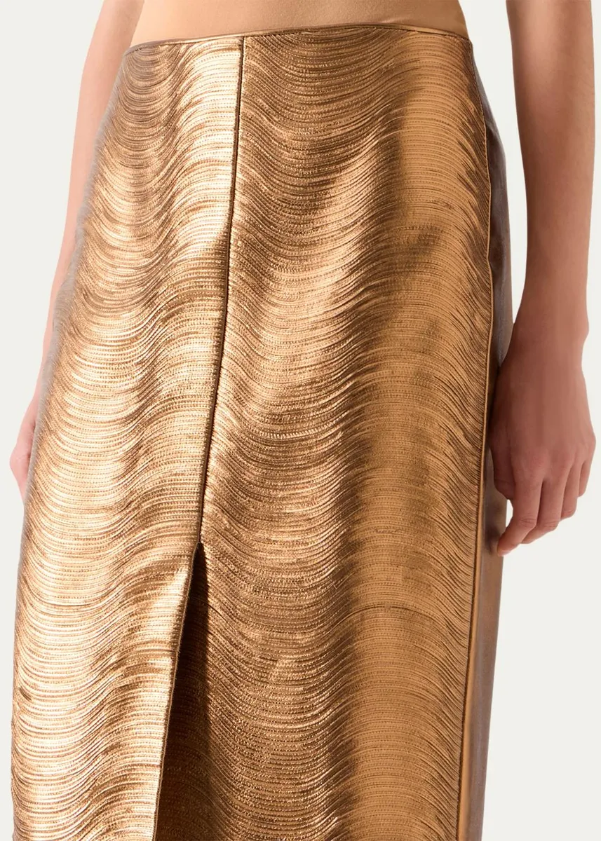 Akris Embroidered Lame Nappa Leather Midi Pencil Skirt | Thumbnail 5 Akris Embroidered Lame Nappa Leather Midi Pencil Skirt | Thumbnail 5