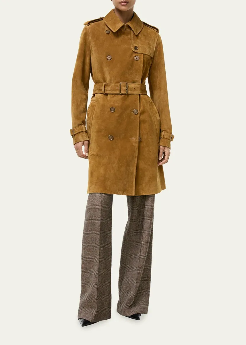 Burberry Kensington Suede Belted Trench Coat | Thumbnail 2