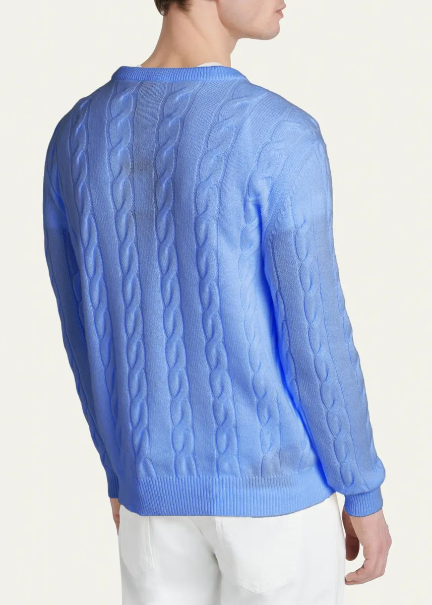Kiton Men's 3-Ply Cashmere Cable Knit Crewneck Sweater | Thumbnail 3 Kiton Men's 3-Ply Cashmere Cable Knit Crewneck Sweater | Thumbnail 3