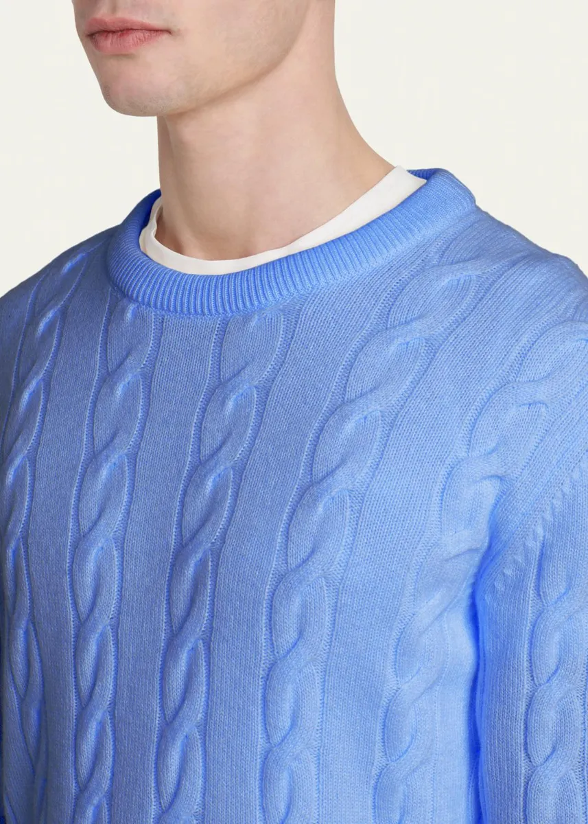 Kiton Men's 3-Ply Cashmere Cable Knit Crewneck Sweater | Thumbnail 5 Kiton Men's 3-Ply Cashmere Cable Knit Crewneck Sweater | Thumbnail 5