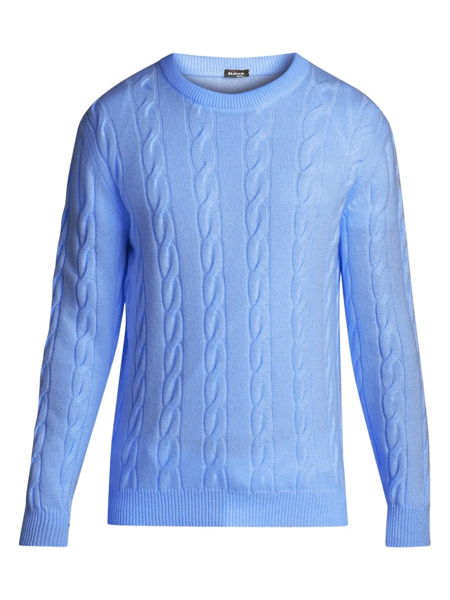 Kiton Men's 3-Ply Cashmere Cable Knit Crewneck Sweater