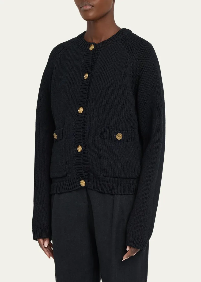 TOTEME Hammered Button Knit Cardigan | Thumbnail 4 TOTEME Hammered Button Knit Cardigan | Thumbnail 4