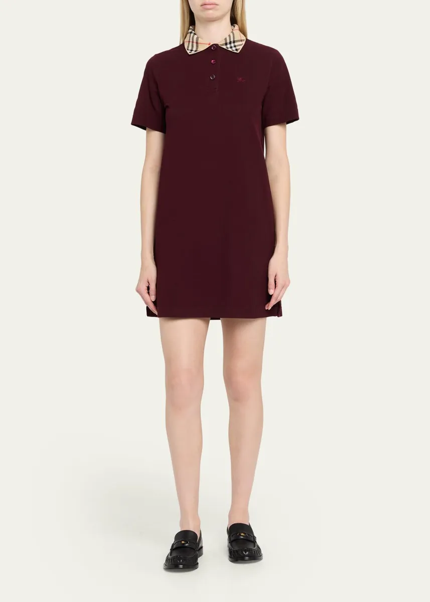 Burberry Check Collar Cotton Polo Mini Dress | Thumbnail 2 Burberry Check Collar Cotton Polo Mini Dress | Thumbnail 2