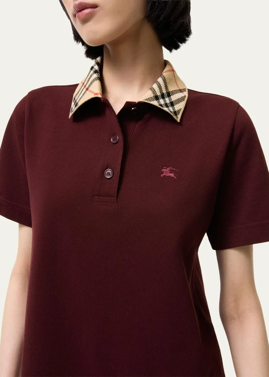 Burberry Check Collar Cotton Polo Mini Dress | Thumbnail 5 Burberry Check Collar Cotton Polo Mini Dress | Thumbnail 5