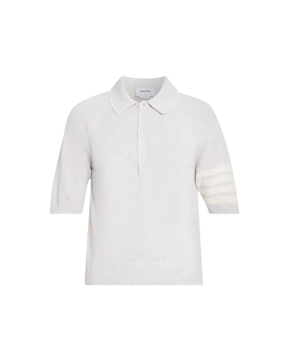 Thom Browne Men's Linen Cotton 4-Bar Polo Shirt | Thumbnail 2 Thom Browne Men's Linen Cotton 4-Bar Polo Shirt | Thumbnail 2